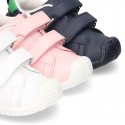 New Washable leather Tennis shoes with dual velcro strap and reinforced toe cap and counter for first steps.