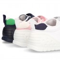 New Washable leather Tennis shoes with dual velcro strap and reinforced toe cap and counter for first steps.