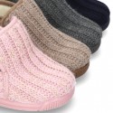 Wool knit ankle home shoes laceless.