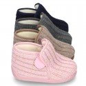 Wool knit ankle home shoes laceless.