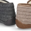 Wool knit ankle home shoes laceless.