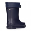 Little rain boots with adjustable neck and WOOL KNIT lining.