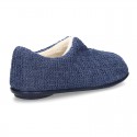 New structured wool knit home shoes with central opening.