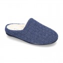 New structured wool knit home shoes with opened shape.