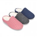 New structured wool knit home shoes with opened shape.