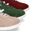 New TRENDY Casual suede leather Tennis shoes with shoelaces closure.