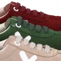 New TRENDY Casual suede leather Tennis shoes with shoelaces closure.