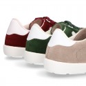 New TRENDY Casual suede leather Tennis shoes with shoelaces closure.