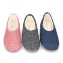 New structured wool knit closed home shoes.