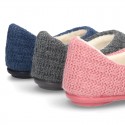 New structured wool knit closed home shoes.