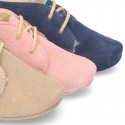 New Soft Suede leather safari boots for baby with wool knit lining.