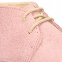 New Soft Suede leather safari boots for baby with wool knit lining.