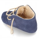 New Soft Suede leather safari boots for baby with wool knit lining.