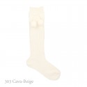 CHILDREN´S COTTON KNEE-HIGH SOCKS WITH POMPONS BY CONDOR.