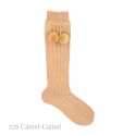 CHILDREN´S COTTON KNEE-HIGH SOCKS WITH POMPONS BY CONDOR.