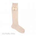 CHILDREN´S COTTON KNEE-HIGH SOCKS WITH POMPONS BY CONDOR.