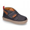 Ankle boot shoes tennis style with velcro strap in NAPPA leather.