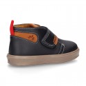 Ankle boot shoes tennis style with velcro strap in NAPPA leather.