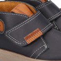 Ankle boot shoes tennis style with velcro strap in NAPPA leather.