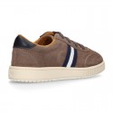 CASUAL Suede leather Tennis with shoelaces and flag detail.