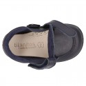 New Washable Nappa leather shoes tennis style with double velcro strap for little kids.