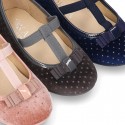 Autumn winter Velvet little T-strap Mary jane shoes with SHINY design.