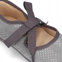 Autumn winter canvas Ballet flat shoes Angel style with shiny effects.