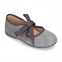 Autumn winter canvas Ballet flat shoes Angel style with shiny effects.