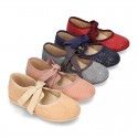 Autumn winter canvas Ballet flat shoes Angel style with shiny effects.