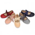 Autumn winter canvas Ballet flat shoes Angel style with shiny effects.