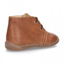 Little ankle boots in tanned nappa leather for kids.