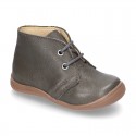 Little ankle boots in tanned nappa leather for kids.