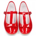 T-strap little Mary Jane shoes in RED patent leather.