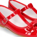 T-strap little Mary Jane shoes in RED patent leather.