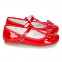 T-strap little Mary Jane shoes in RED patent leather.