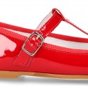 T-strap little Mary Jane shoes in RED patent leather.