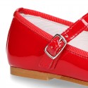 T-strap little Mary Jane shoes in RED patent leather.