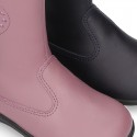 New washable leather boot shoes with zipper closure and heart design.