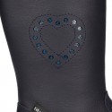 New washable leather boot shoes with zipper closure and heart design.