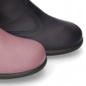 New washable leather boot shoes with zipper closure and heart design.