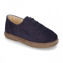 New Suede leather Laces up style shoes with chopped design.