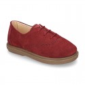 New Suede leather Laces up style shoes with chopped design.