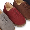 New Suede leather Laces up style shoes with chopped design.