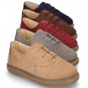 New Suede leather Laces up style shoes with chopped design.