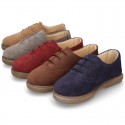 New Suede leather Laces up style shoes with chopped design.