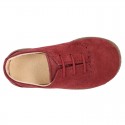 New Suede leather Laces up style shoes with chopped design.