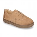 New Suede leather Laces up style shoes with chopped design.