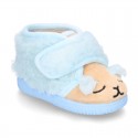New Wool knit ankle home shoes with velcro strap and little SHEEP design.