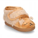 New Wool knit ankle home shoes with velcro strap and little SHEEP design.