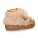 New Wool knit ankle home shoes with velcro strap and little SHEEP design.